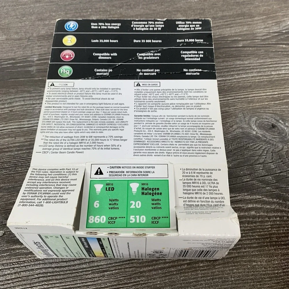 sylvania syl led 6w mr16 flood‎ dimmable 20w replacement New!
